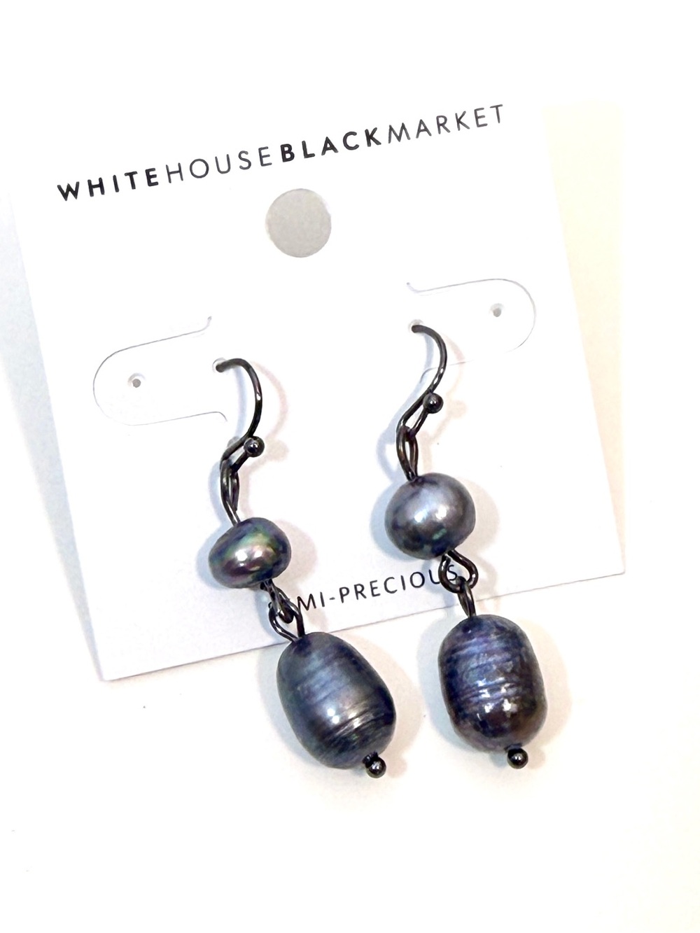 WHITE HOUSE BLACK MARKET Semi-Precious Gray Pearl Earrings | NWT